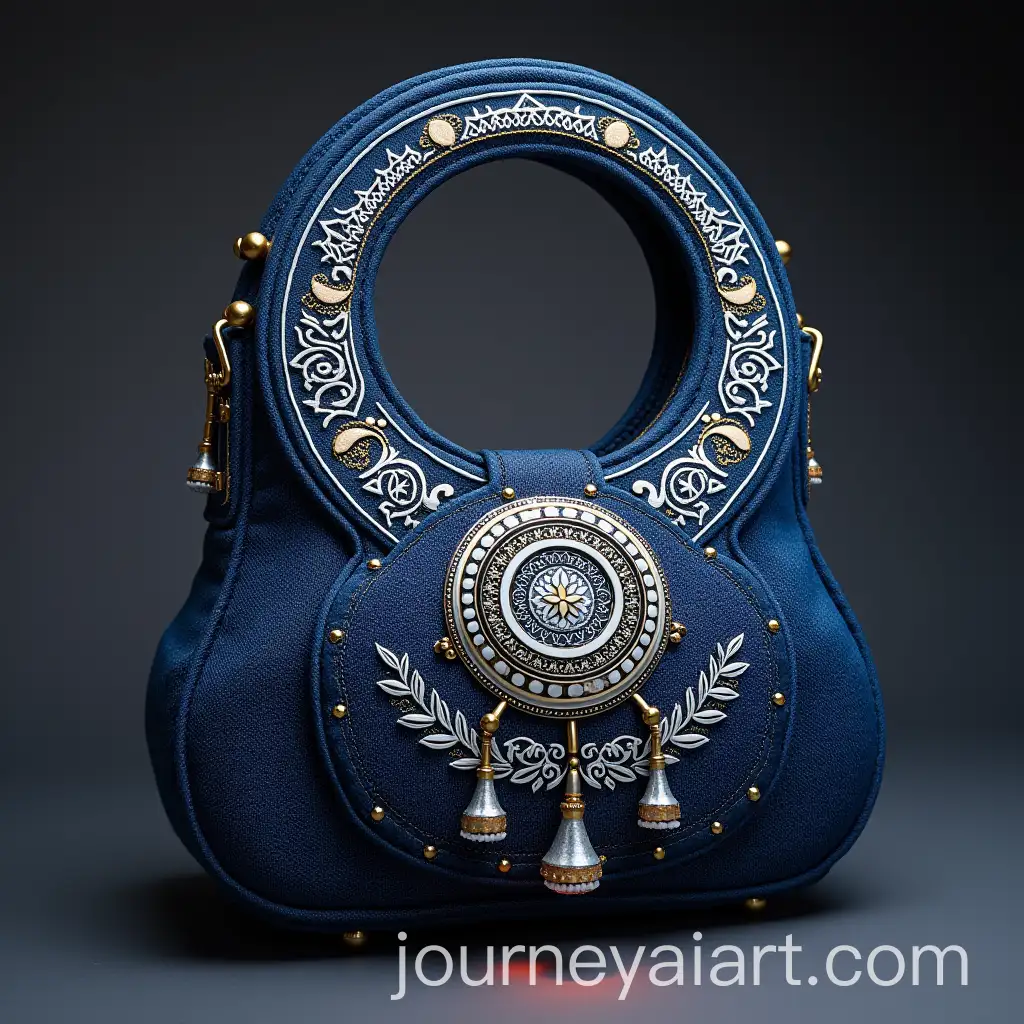 Futuristic-Denim-Handbag-with-Tunisian-Khomsa-Symbol-and-IslamicInspired-Handle