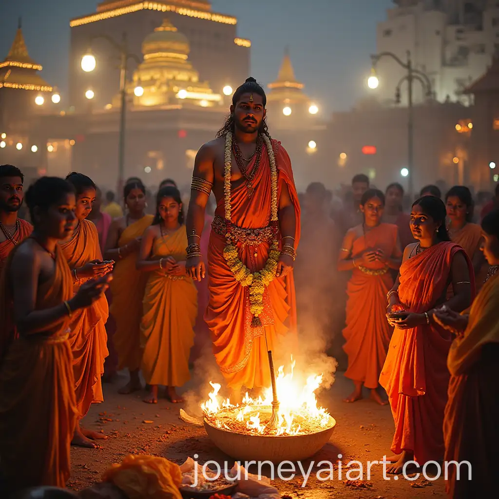 Vibrant-Govardhan-Puja-Celebration-with-Devotees-and-Offerings
