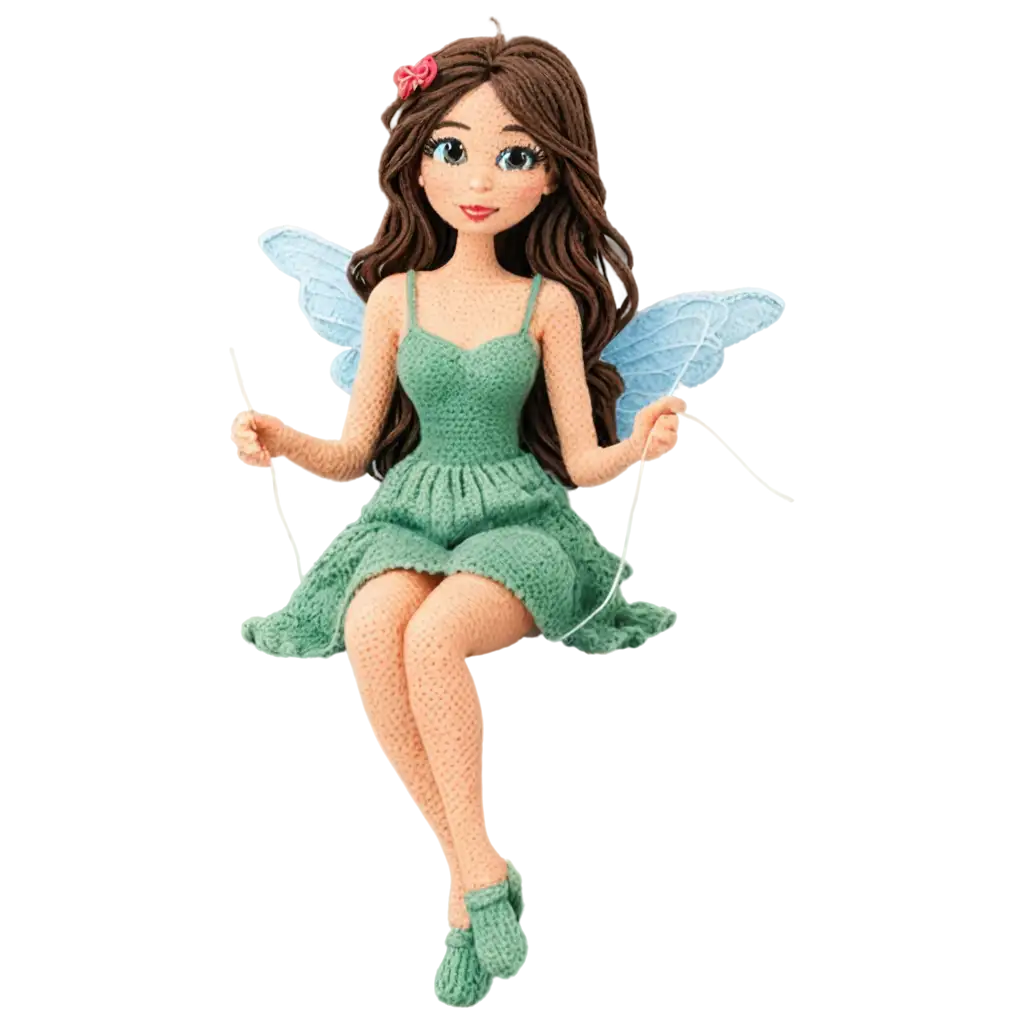 Cartoon-Fairy-Sitting-on-Yarn-Crocheting-PNG-Image-for-Whimsical-Art-and-Crafts