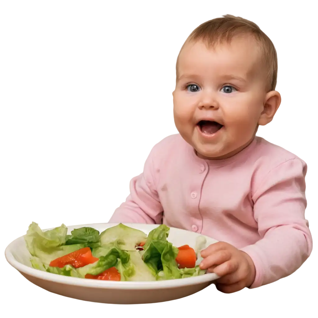 Happy-Baby-6-Months-Old-Eating-from-a-Plate-PNG-Image-for-Clear-and-Vibrant-Visuals