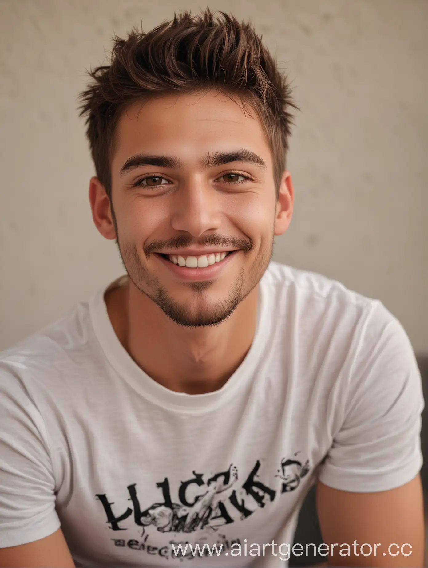 Smiling-26YearOld-Man-with-Brown-Eyes-Enjoying-a-Beautiful-Morning