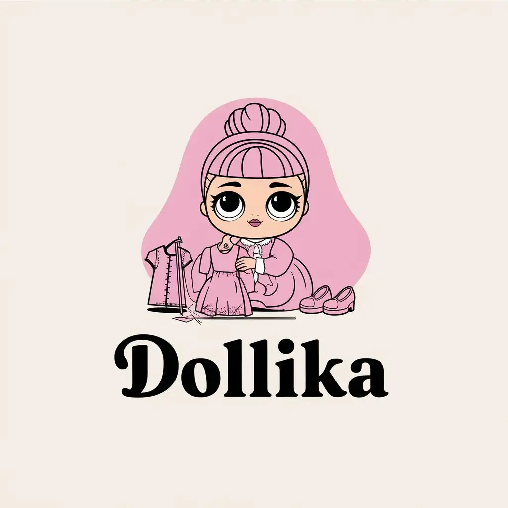 LOGO-Design-for-Dollika-Sewing-Doll-Clothes-and-Shoes-with-Handmade-Doll-Symbol