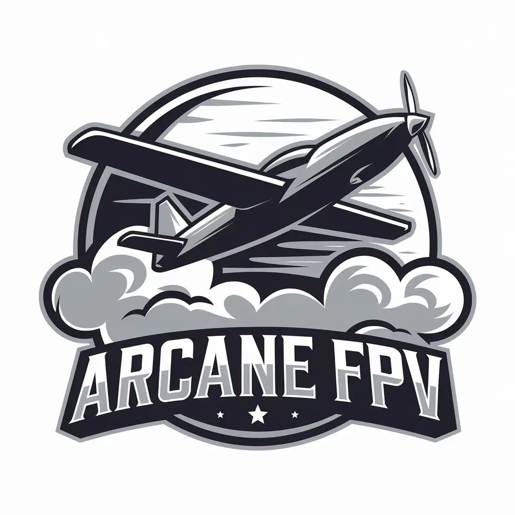 LOGO Design for Arcane FPV RC Airplane and Clouds Emblem for Tech Industry