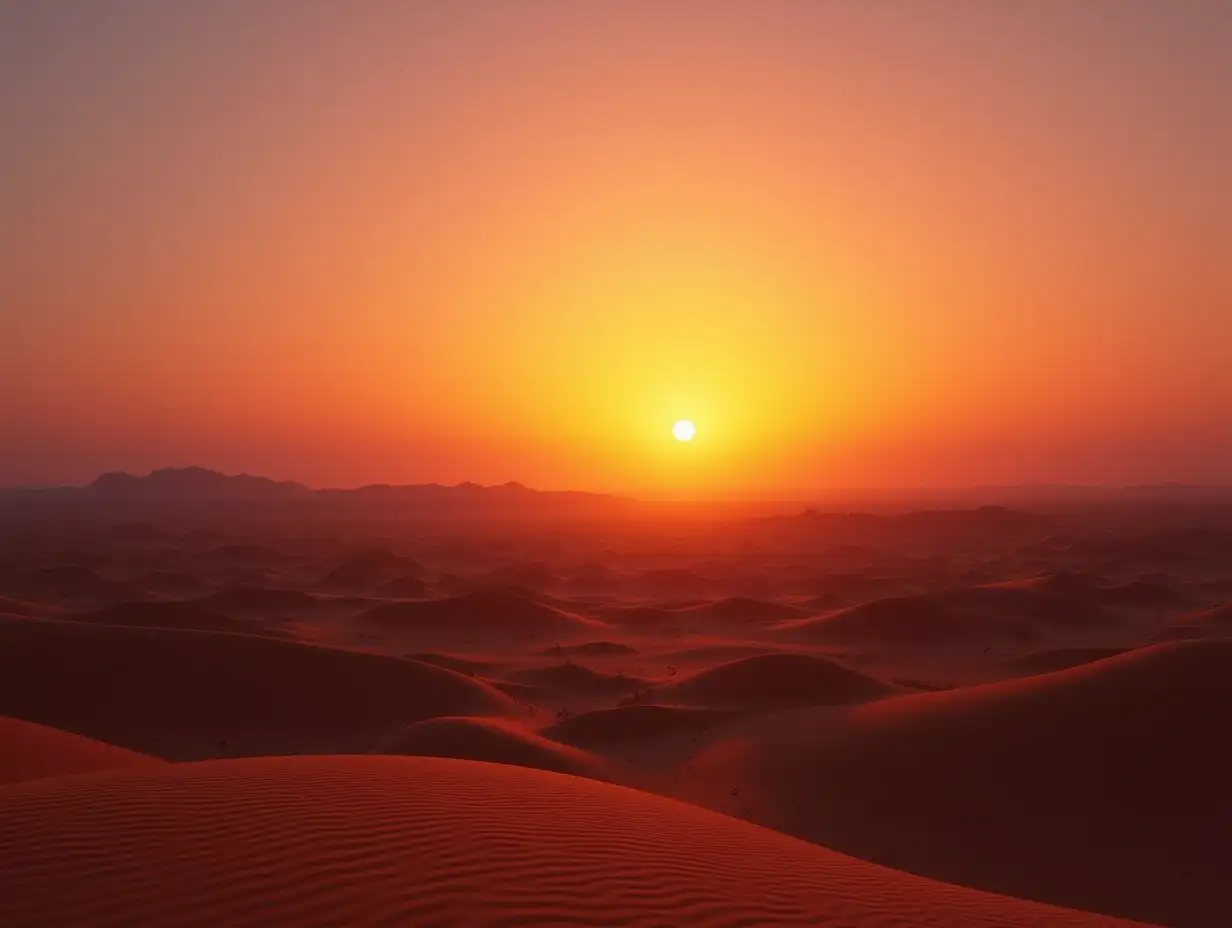 Sunset over the desert landscape background. High quality photo