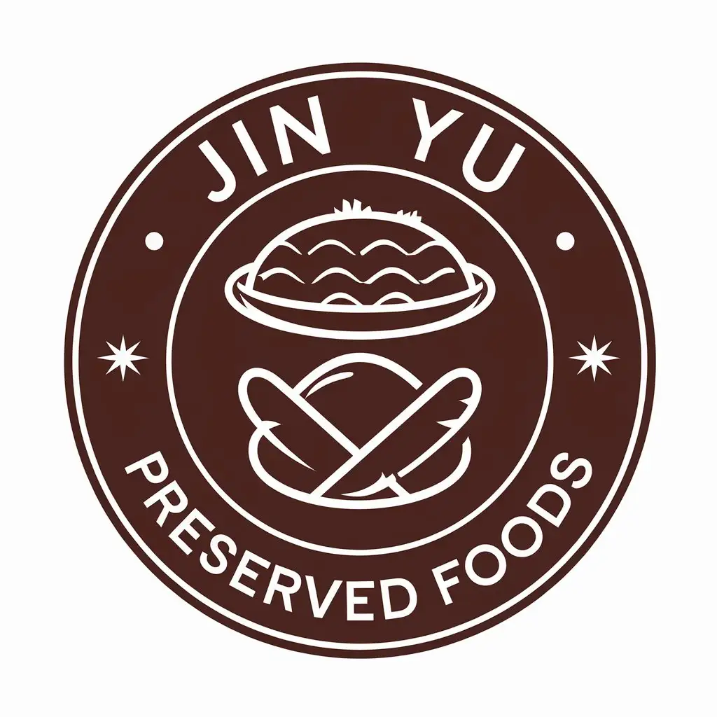 a vector logo design,with the text " Jin Yu preserved foods", main symbol:prepared food,Moderate,be used in Restaurant industry,clear background