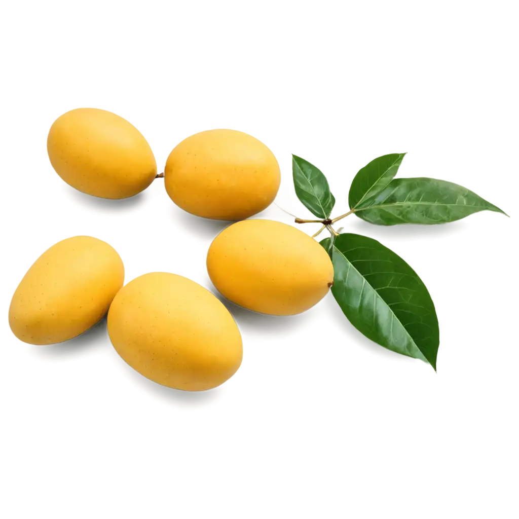 Ripe-Yellow-Mangoes-with-Leaves-PNG-Image-Fresh-and-Vibrant-Tropical-Fruit-Illustration