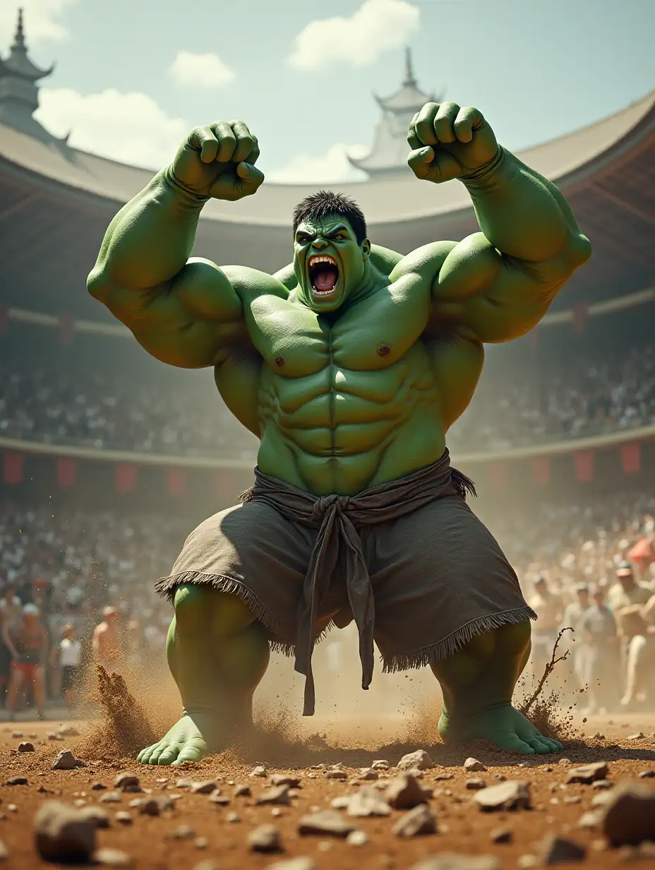 Hulk-in-Sumo-Attire-Creating-Shockwave-in-Sumo-Arena