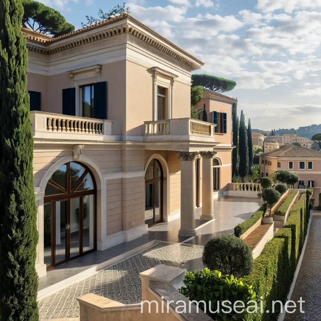 Modern Rome Architecture 10Meter Villa Facade with Central Window