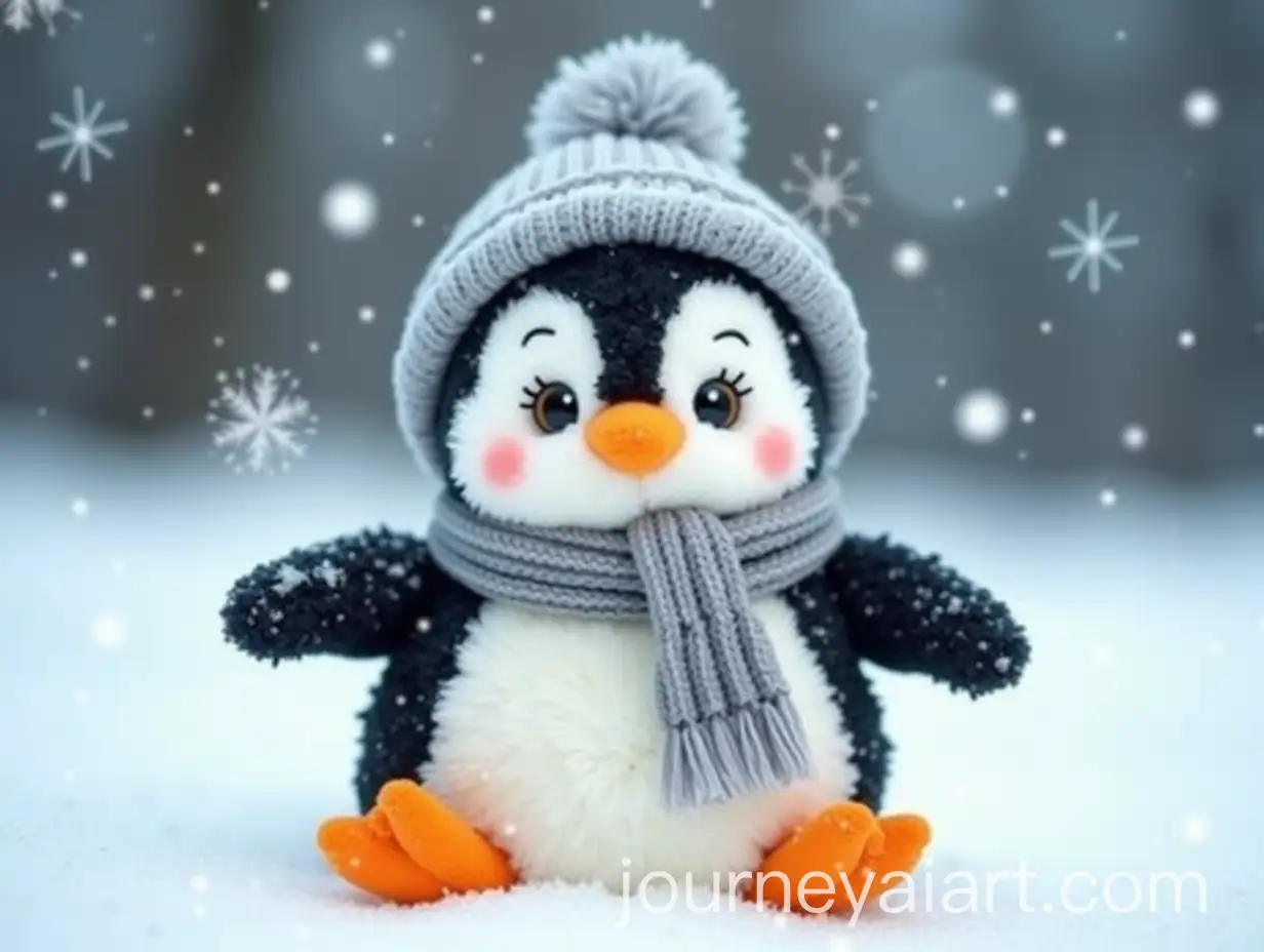 Adorable-Plush-Penguin-in-Winter-Wonderland