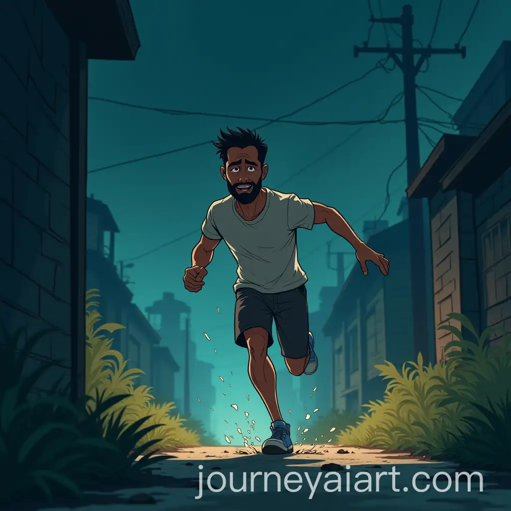 Cartoon-of-Man-Running-from-Toxic-Gas-in-Dark-Night