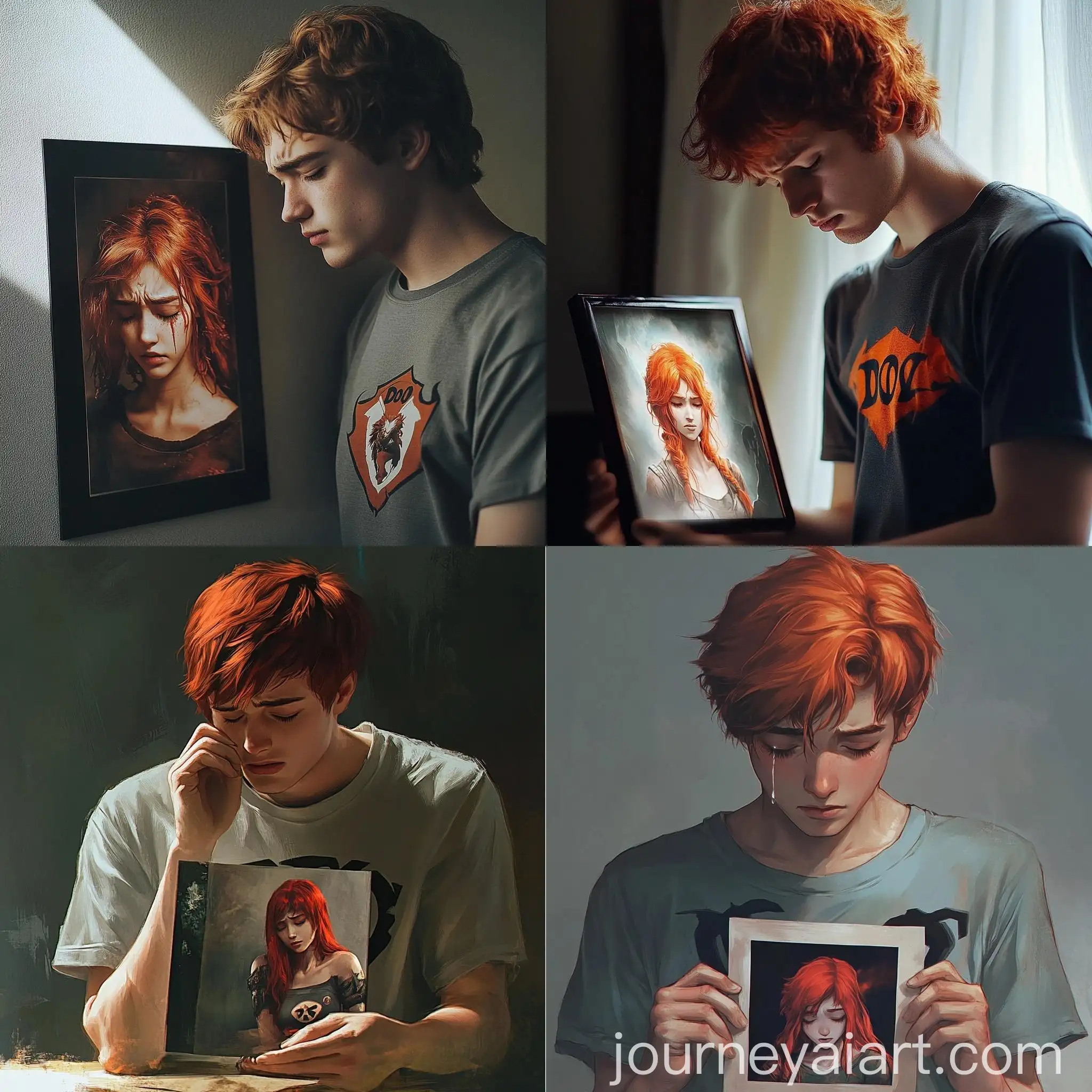 Teenage-Boy-Crying-Over-Photo-of-RedHaired-Girl