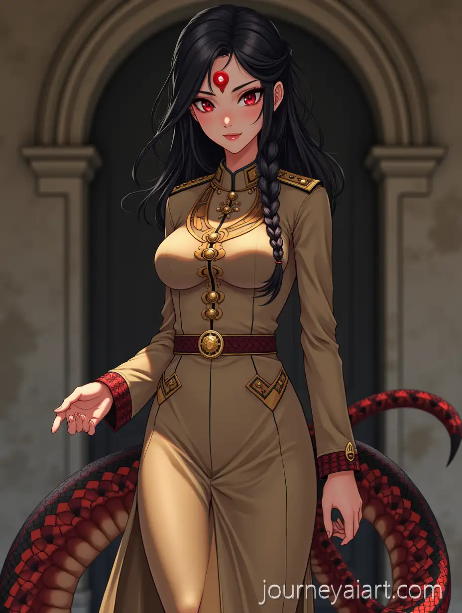 Naga-Woman-in-Imperial-Military-Doctor-Uniform-in-Bright-Anime-Surgeon-Office