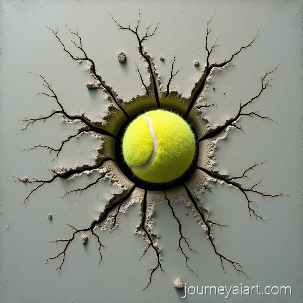 Tennis-Ball-Hitting-Concrete-Wall-and-Shattering-into-Pieces