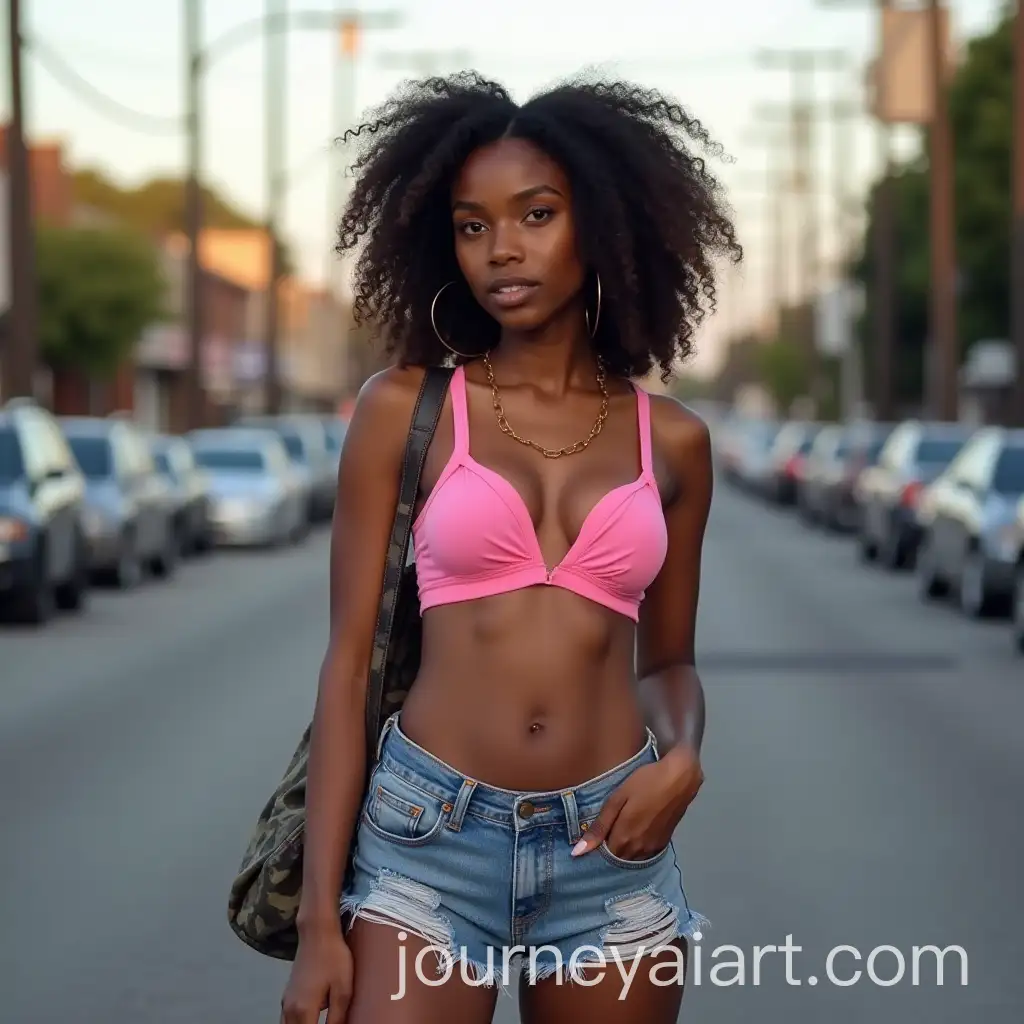 Stylish-African-American-Woman-with-iPhone-15-Pro-Max-in-Urban-Los-Angeles