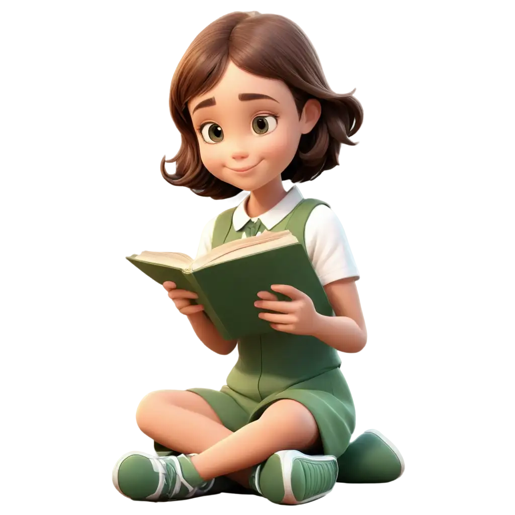 PNG-Image-of-a-Cute-Child-Reading-a-Book-with-a-Larger-Head-Proportion-Perfect-for-ChildFocused-Illustrations