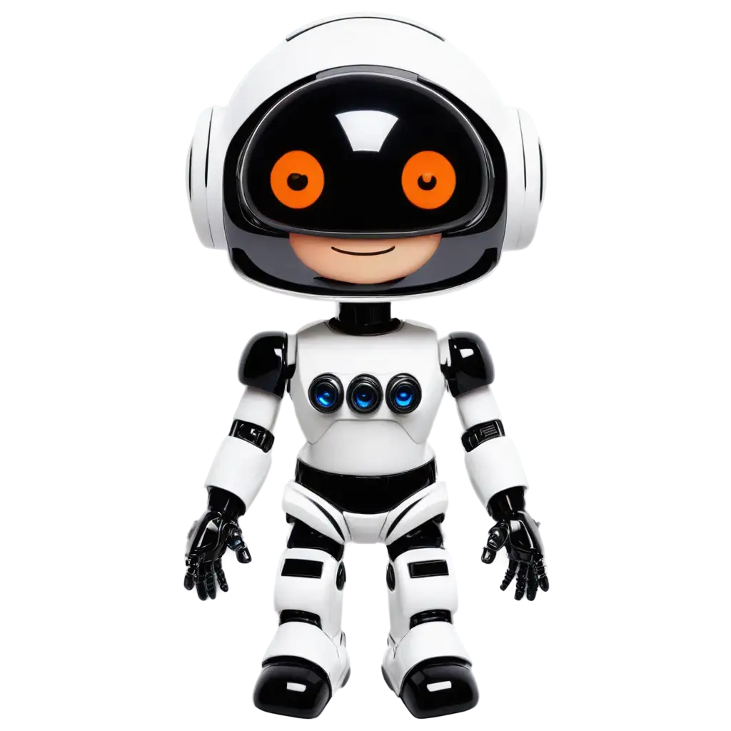 PNG-Image-of-White-Funny-Robot-with-Astronaut-Helmet-and-Blue-Light-Eyes