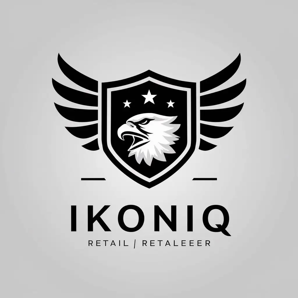 LOGO Design for IKONIQ Shield with Wings White Eagle Head and Stars