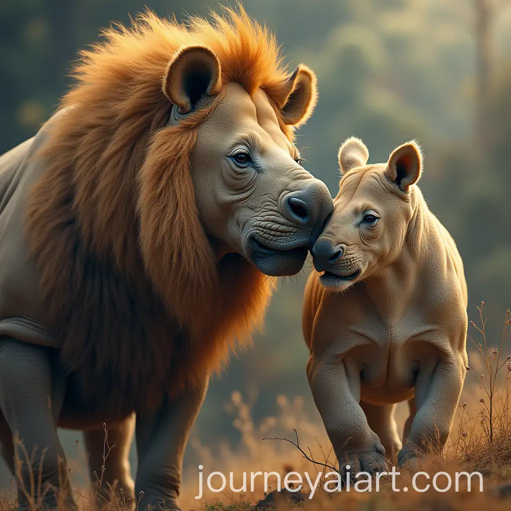 Rhino-and-Lion-Hybrid-Creature-in-a-Dynamic-Jungle-Scene
