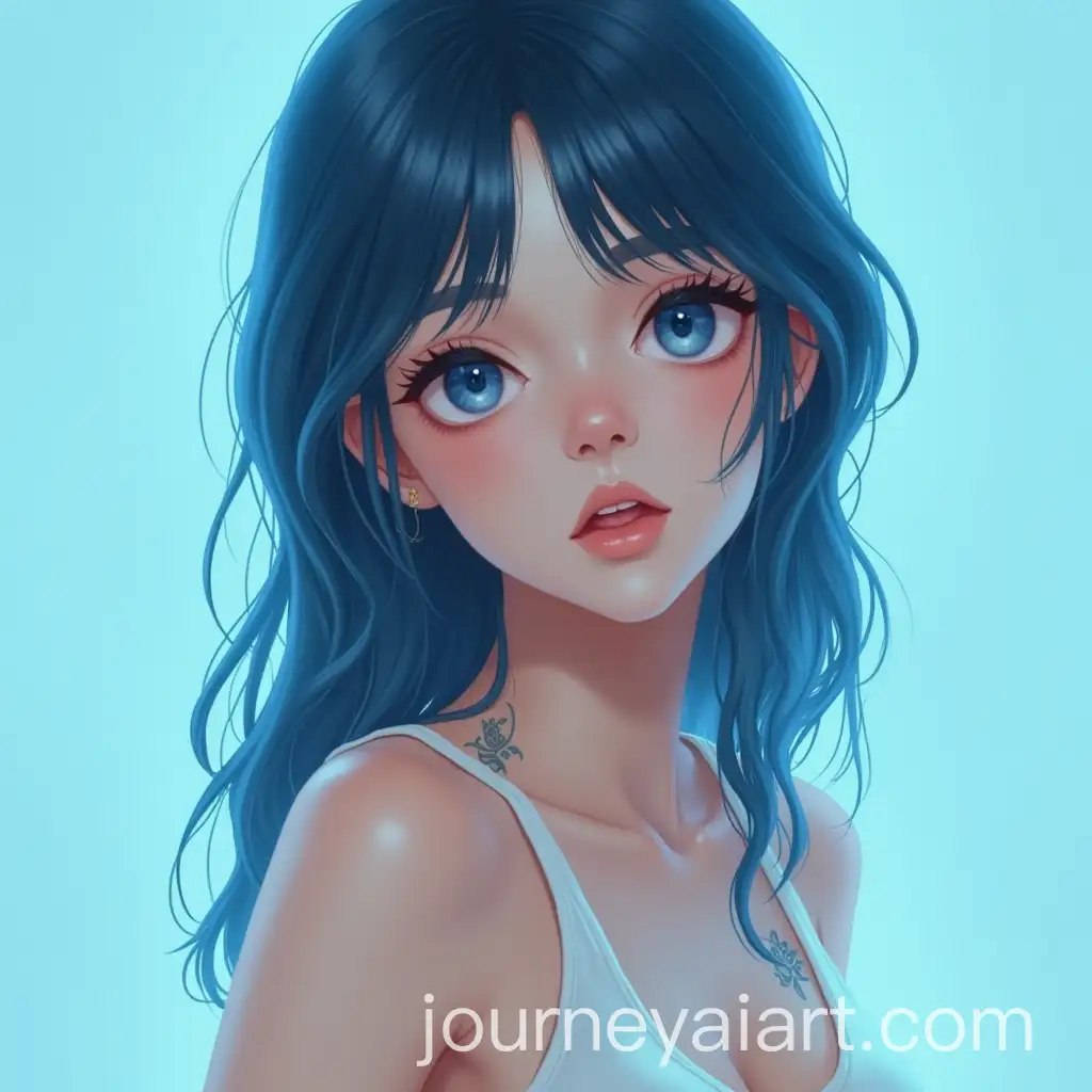 Young-Woman-with-Wet-Blue-Hair-and-Delicate-Blue-Tattoos-in-Soft-Ethereal-Lighting