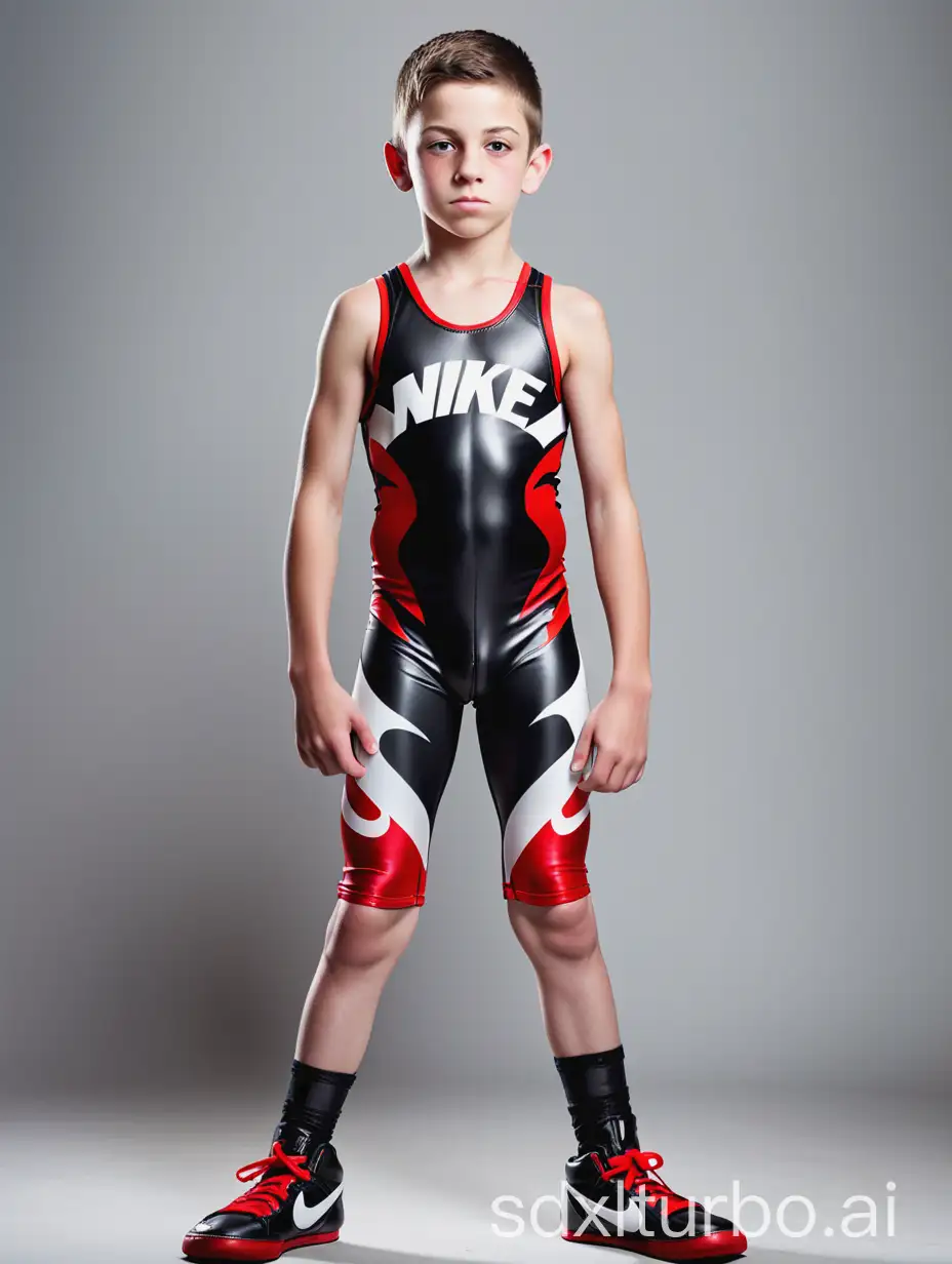 Professional-Portrait-of-Athletic-NineYearOld-Boy-in-Nike-Wrestling-Gear