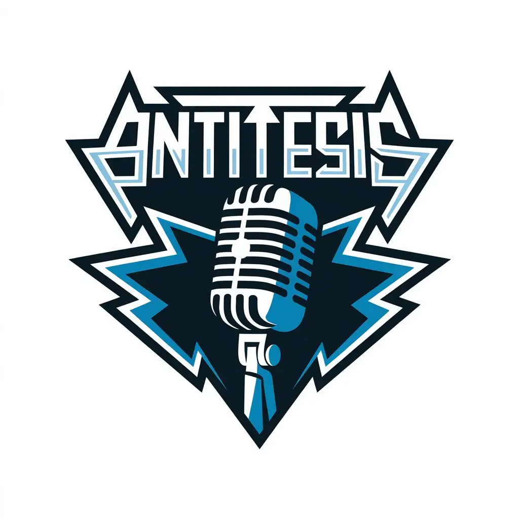 a vector logo design,with the text "ANTITESIS", main symbol:Rock Microphone,Moderate,be used in Music industry,clear background