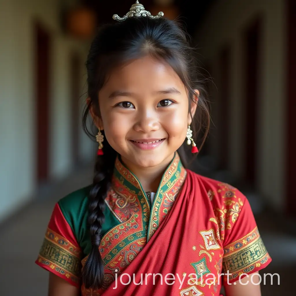 Burmese-Girl-in-Traditional-Dress-with-Cultural-Elegance