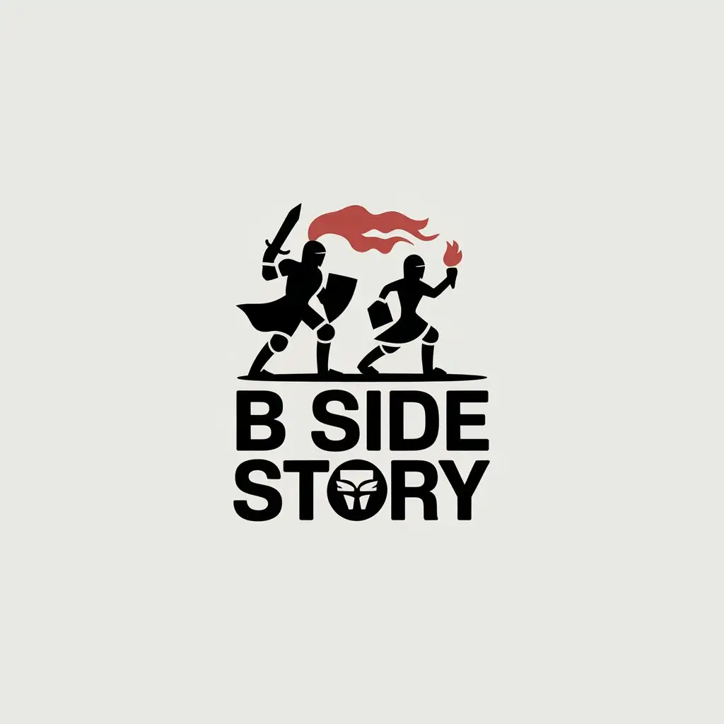 a vector logo design,with the text "B side story", main symbol:rebellion, lonely knight, reader, freedom,courage,Minimalistic,clear background