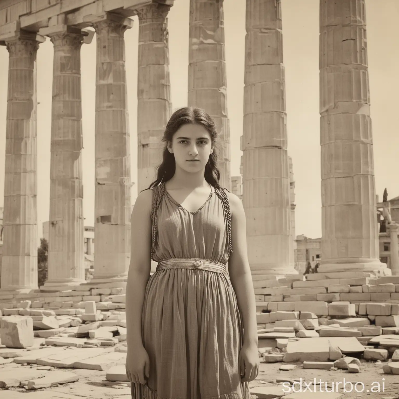 Greek-Teenage-Girl-at-Parthenon-Photographic-Hellenistic-Scene