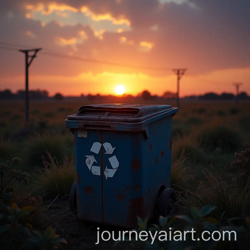 Garbage-Piles-at-Sunset-with-Orange-Sky-Reflection