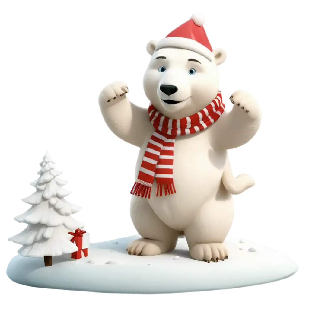 3D-Polar-Bear-Christmas-PNG-Perfect-for-Holiday-Design-Decor