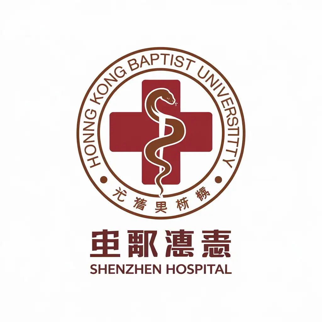 LOGO Design for Hong Kong Baptist University Shenzhen Hospital Copper Snake Red Cross Symbol for Medical Dentistry Industry