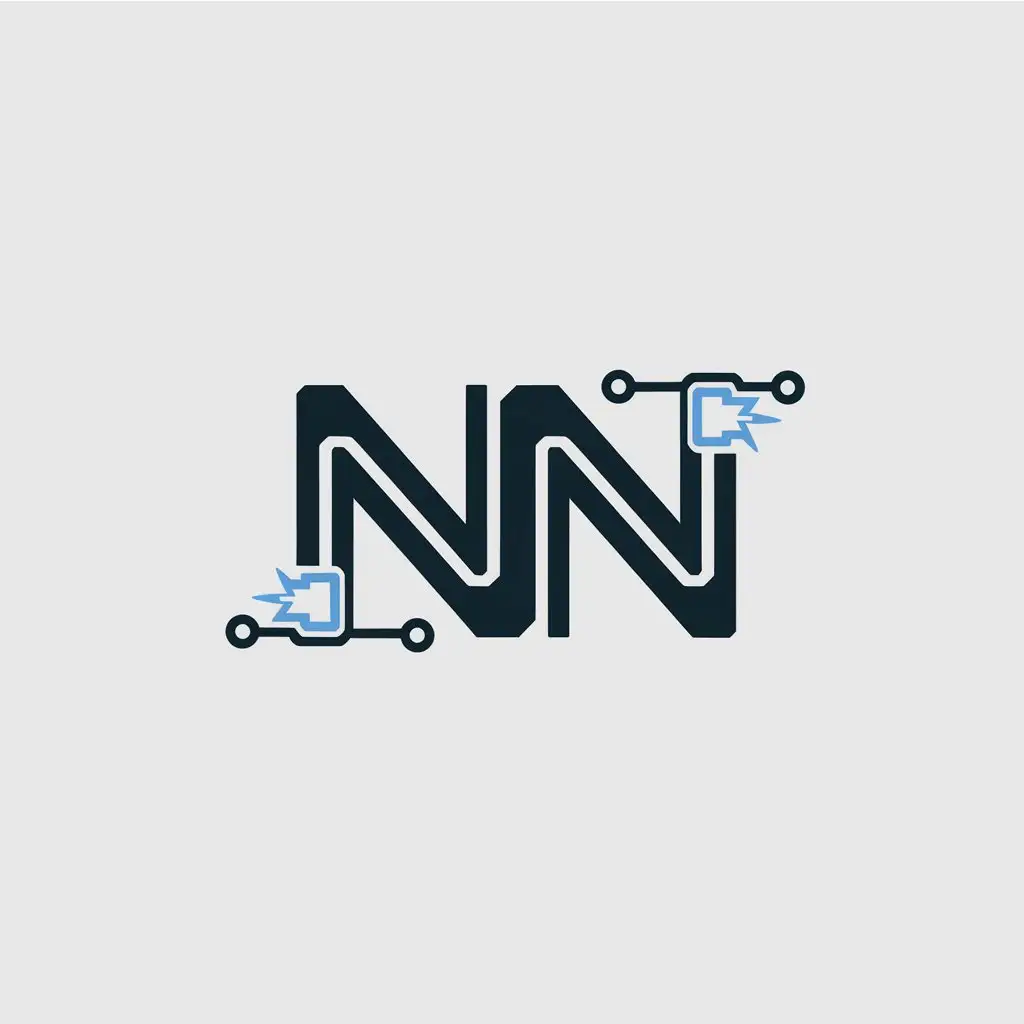 LOGO Design for Najmuddin Nasir NN with Circuit Traces and Spark Symbol for Electric Vehicle Innovation