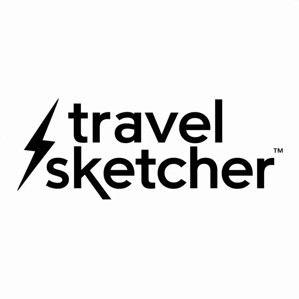 a logo design,with the text "travel sketcher", main symbol:lightning,Moderate,be used in Travel industry,clear background