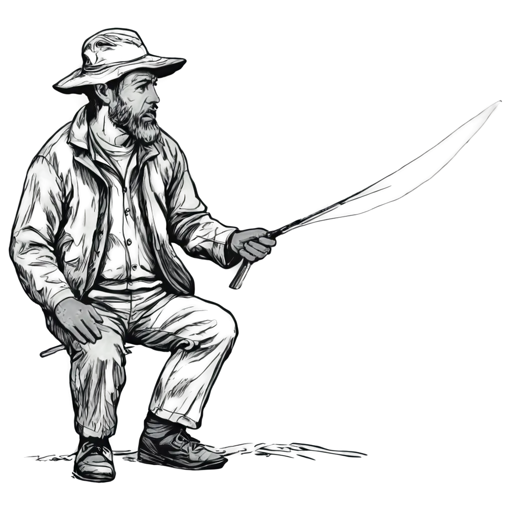 Fisherman-Drawing-PNG-HighQuality-Transparent-Artwork-for-Versatile-Use