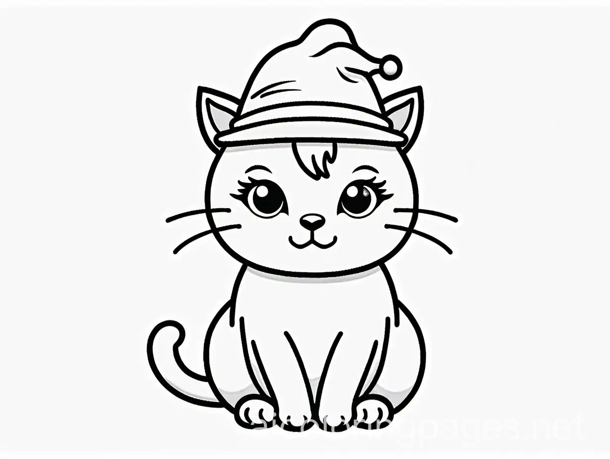 black and white coloring book page cartoon style  A cat wearing a funny hat, with an adorable expression. Coloring Page, black and white, line art, white background, Simplicity, Ample White Space. The background of the coloring page is plain white to make it easy for young children to color within the lines. The outlines of all the subjects are easy to distinguish, making it simple for kids to color without too much difficulty, Coloring Page, black and white, line art, white background, Simplicity, Ample White Space. The background of the coloring page is plain white to make it easy for young children to color within the lines. The outlines of all the subjects are easy to distinguish, making it simple for kids to color without too much difficulty, Coloring Page, black and white, line art, white background, Simplicity, Ample White Space. The background of the coloring page is plain white to make it easy for young children to color within the lines. The outlines of all the subjects are easy to distinguish, making it simple for kids to color without too much difficulty