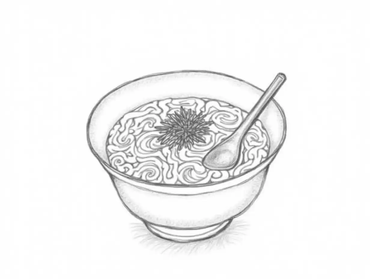 Minimalist Black and White Ramen Bowl Line Drawing