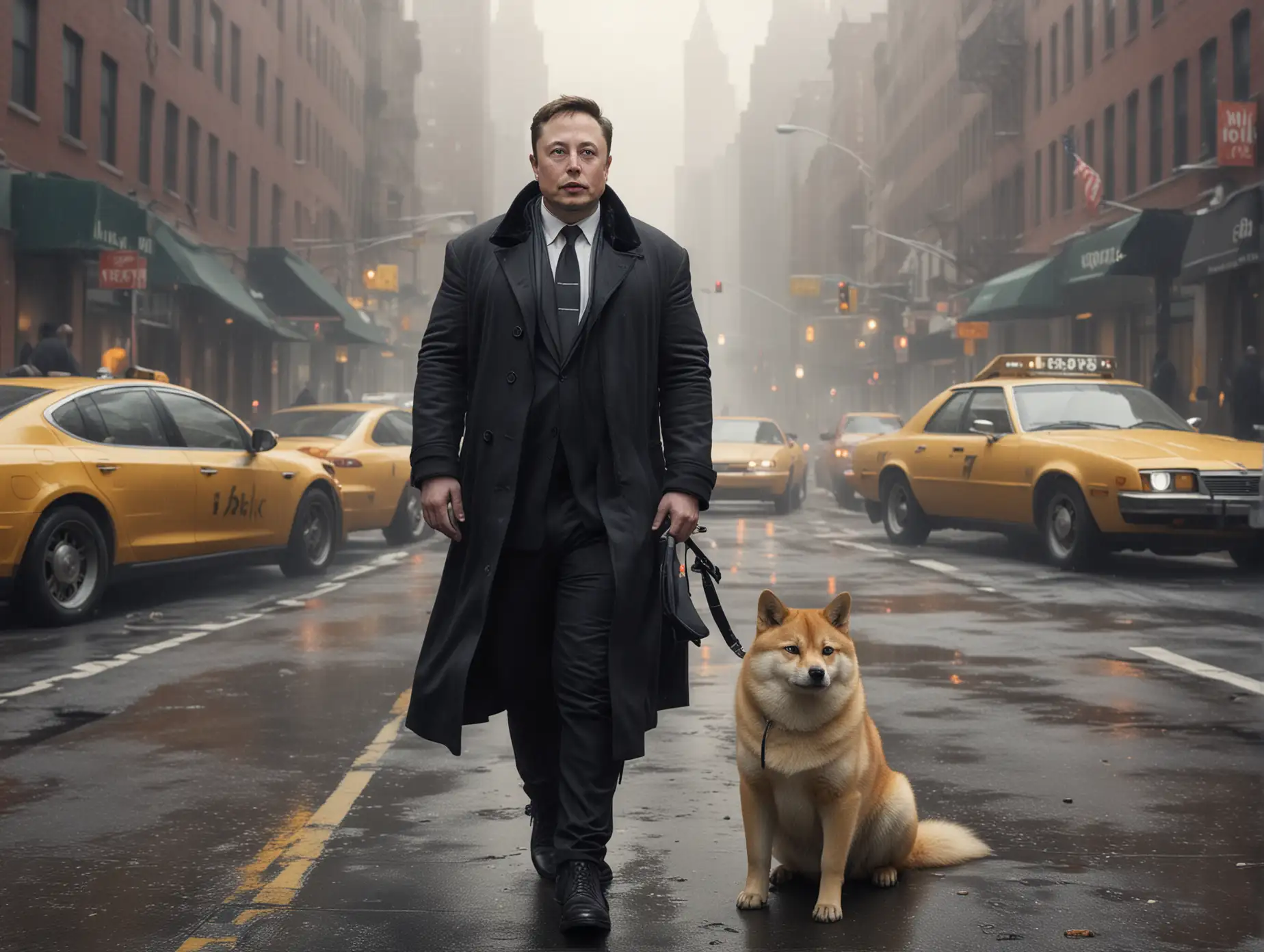 Elon-Musk-as-the-DogeFather-in-Foggy-New-York-Street