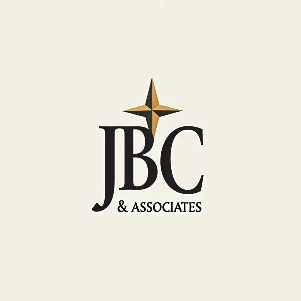 I want a logo for my business, legal services named: JBC & associates At letter J must be a north star