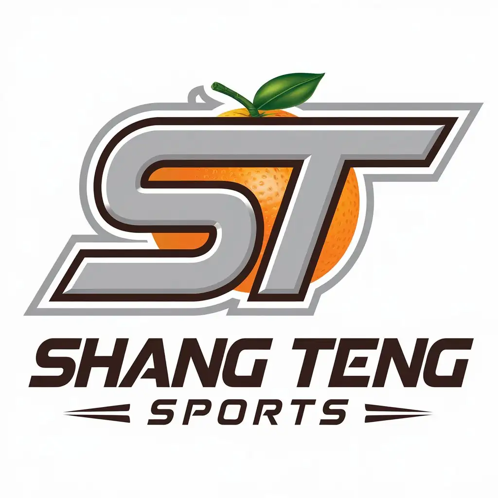 a vector logo design,with the text "Shang Teng Sports", main symbol:ST  XTREMELY_SWEET_ORANGE,Moderate,be used in Sports Fitness industry,clear background