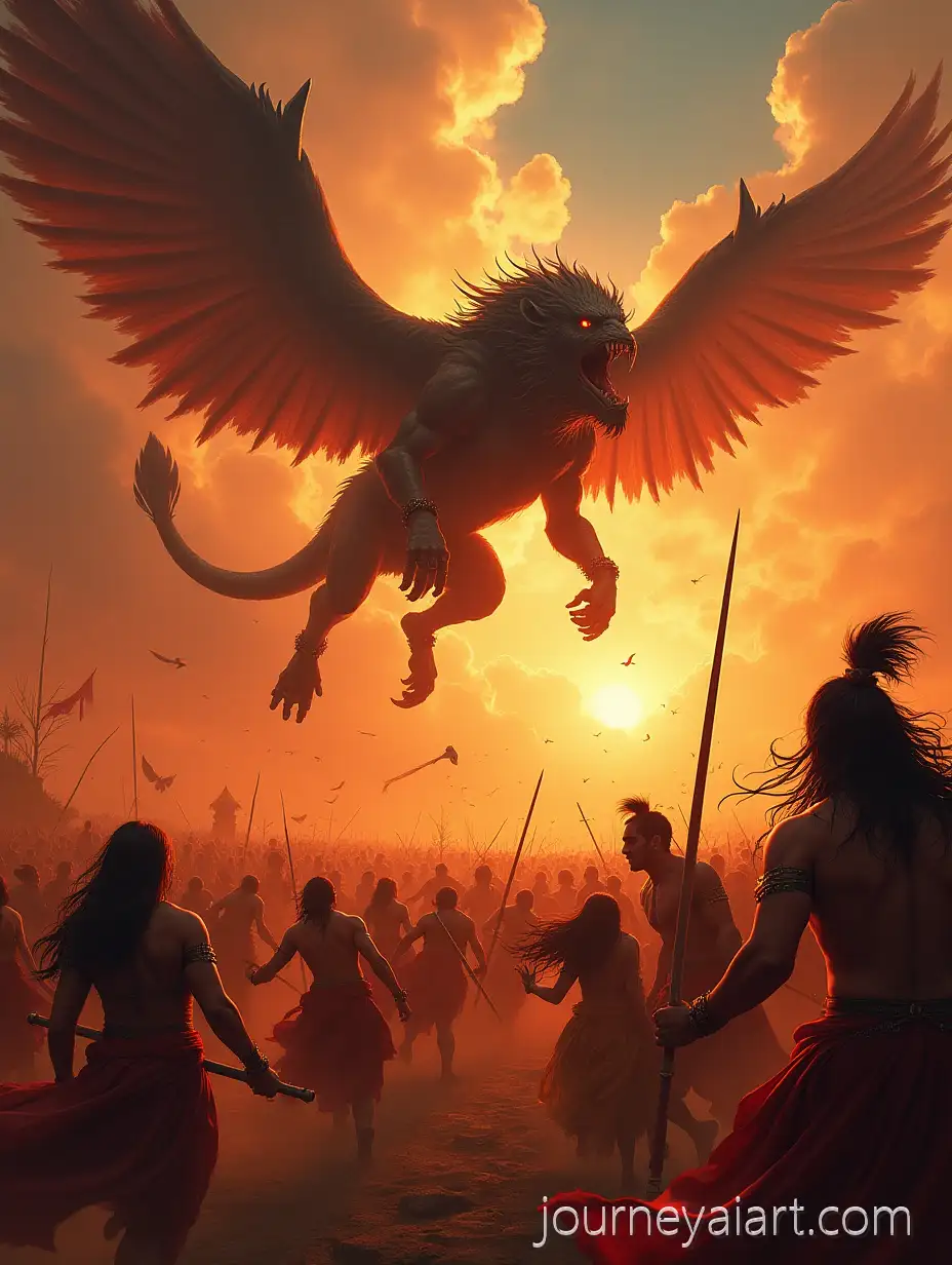 Epic-Mahabharata-Battle-Scene-with-Mythical-Creatures-and-Divine-Weapons-in-Cinematic-Indian-Classical-Style