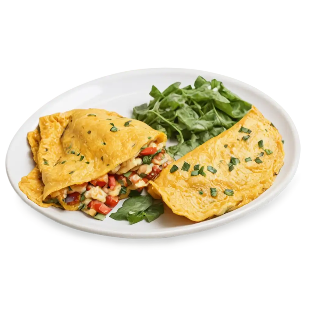 Protein-Packed-Omelette-on-White-Plate-High-Quality-PNG-Image-for-Culinary-Visuals