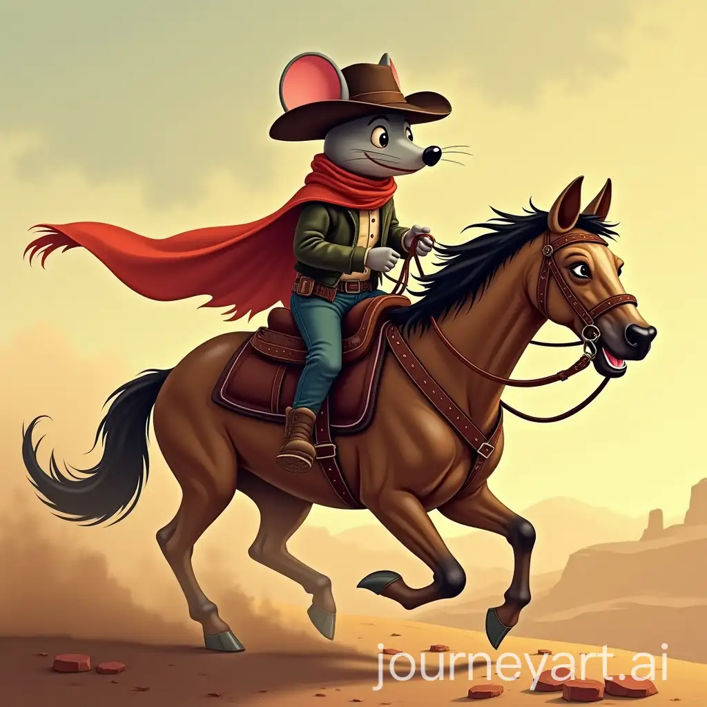 Western-Mouse-Gunslinger-Riding-a-Saddled-Mastiff-in-the-Wild-West