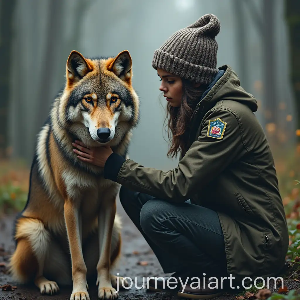 Wolf-and-Human-Encounter-in-a-Mysterious-Forest