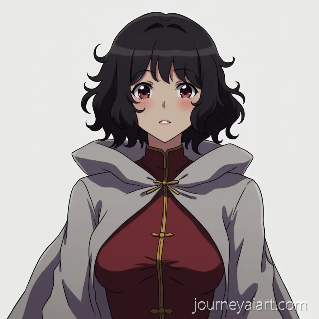 Unohana-Retsu-in-a-Cool-Black-Dress-with-Curly-Hair-and-Cape-Verdean-Features-Anime-Style