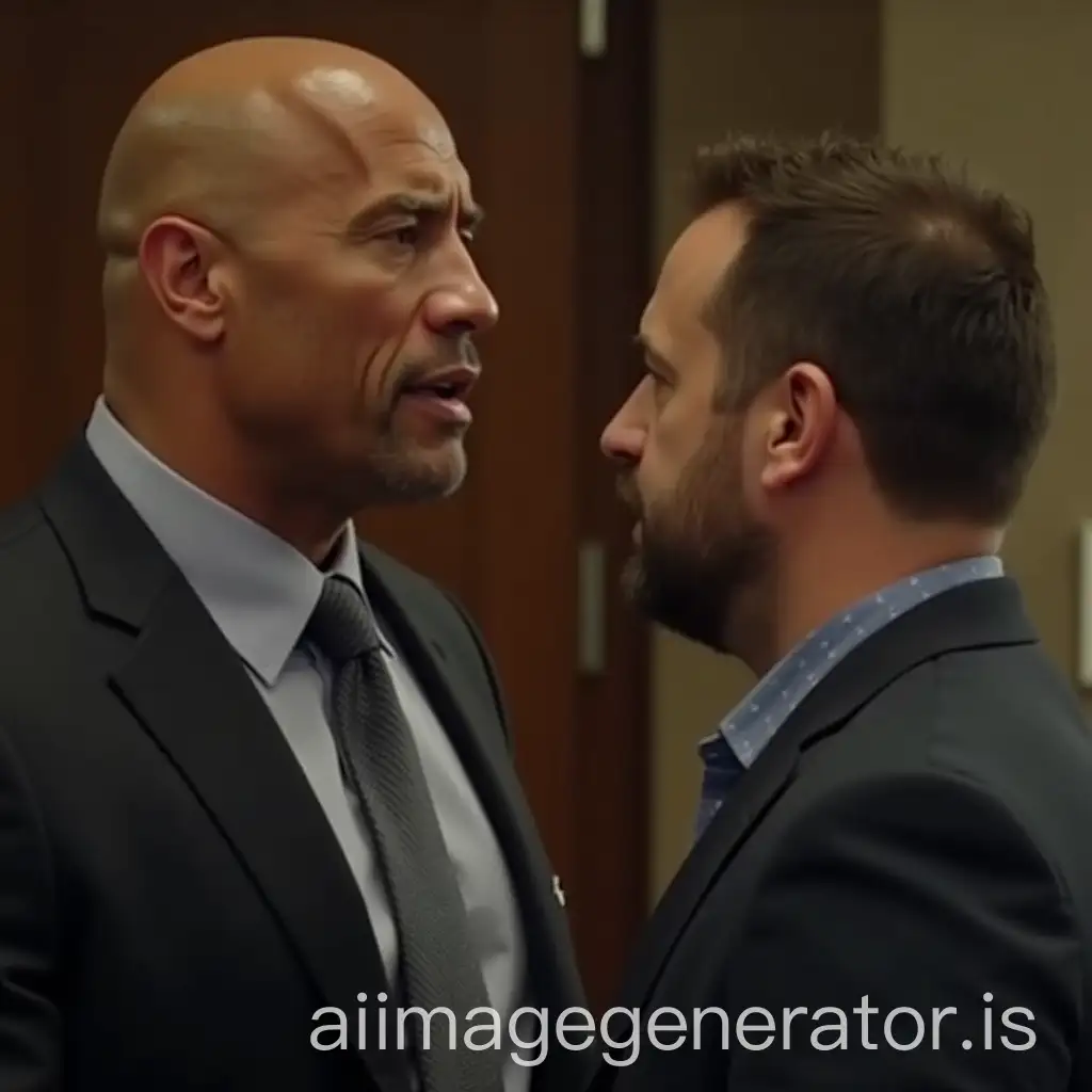 Dwayne-Johnson-Conversing-with-Hotel-Assistant-in-Lobby