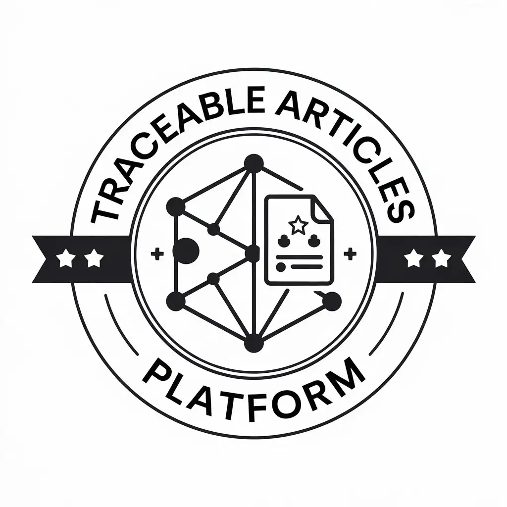 a vector logo design,with the text "Traceable Articles Platform", main symbol:Blockchain, article,Moderate,be used in Internet industry,clear background