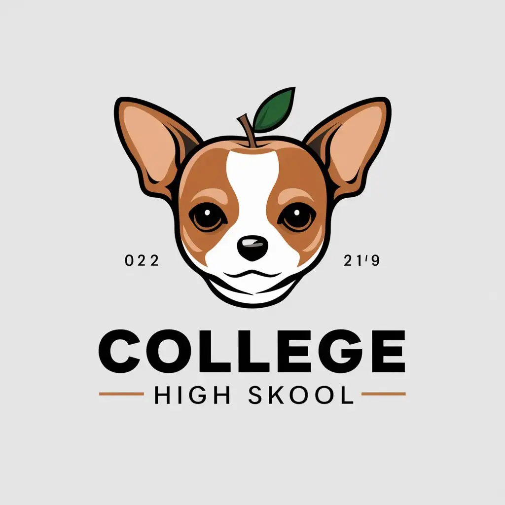 LOGO Design for College High Skool Brown and White AppleHeaded Chihuahua in Education Industry