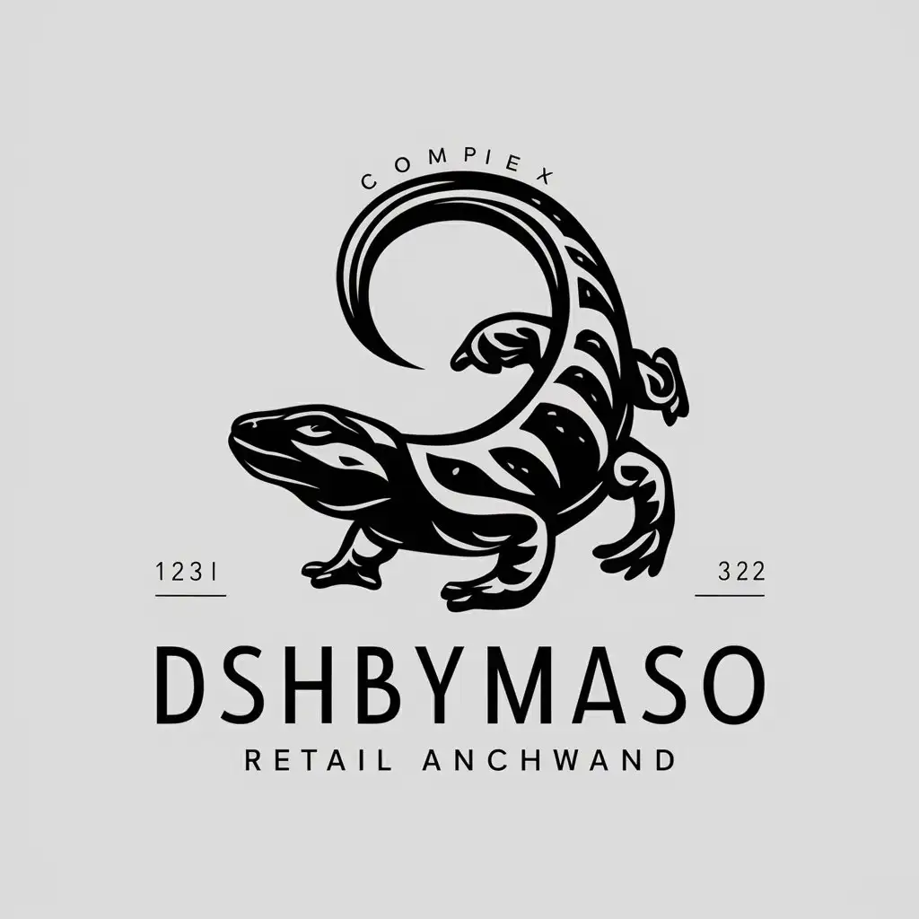 a vector logo design,with the text "DSHbymaso", main symbol:Salamander,complex,be used in Retail industry,clear background