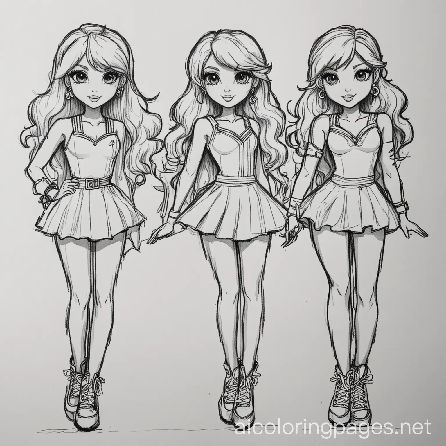 Lolirock-Characters-in-Taylor-Swift-Album-Costumes-Coloring-Page