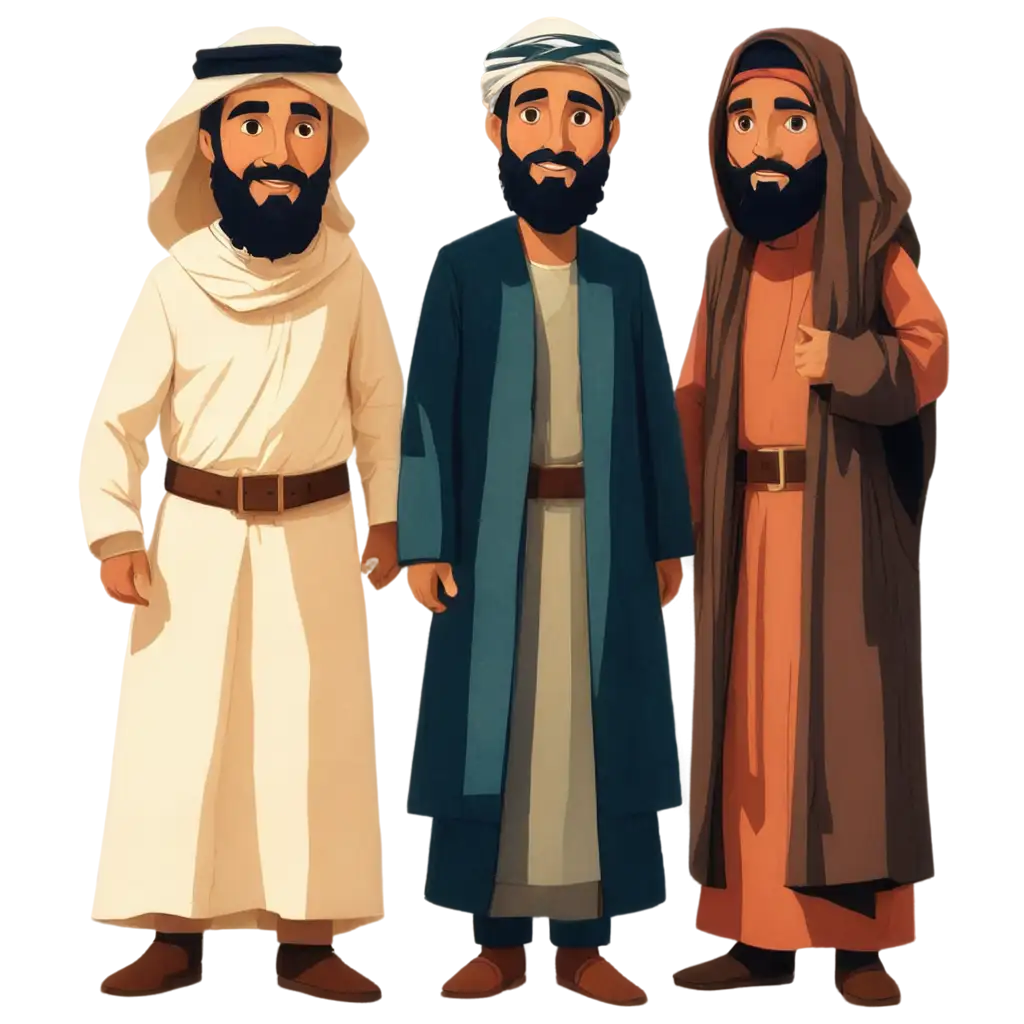 PNG-Cartoon-of-Bearded-and-Robed-People-in-Traditional-Middle-Eastern-Clothing-Artistic-Illustration-for-Diverse-Visual-Projects